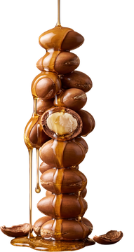 Argan nuts with golden oil pouring over them
