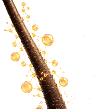 Hair strand with golden biotin molecules